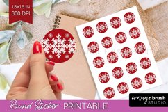 Nordic Christmas Round Sticker - Printable Sticker Sheet Product Image 1