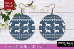 Nordic Christmas Round Earrings, Winter Earring Sublimation Product Image 1