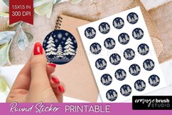 Nordic Christmas Round Sticker - Printable Sticker Sheet Product Image 1
