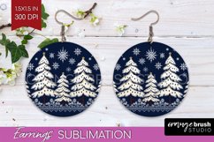 Nordic Christmas Round Earrings, Winter Earring Sublimation Product Image 1