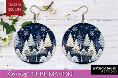 Nordic Christmas Round Earrings, Winter Earring Sublimation Product Image 1