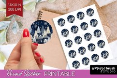 Nordic Christmas Round Sticker - Printable Sticker Sheet Product Image 1