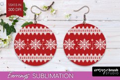 Nordic Christmas Round Earrings, Winter Earring Sublimation Product Image 1