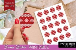 Nordic Christmas Round Sticker - Printable Sticker Sheet Product Image 1
