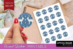 Nordic Christmas Round Sticker - Printable Sticker Sheet Product Image 1