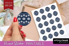 Nordic Christmas Round Sticker - Printable Sticker Sheet Product Image 1
