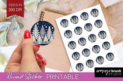 Nordic Christmas Round Sticker - Printable Sticker Sheet Product Image 1