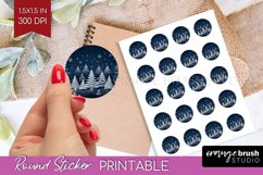 Nordic Christmas Round Sticker - Printable Sticker Sheet Product Image 1