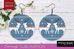 Nordic Christmas Round Earrings, Winter Earring Sublimation Product Image 1