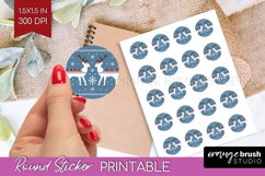 Nordic Christmas Round Sticker - Printable Sticker Sheet Product Image 1