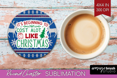 Funny Christmas Quote Round Coaster - Knitted Xmas Coaster Product Image 1