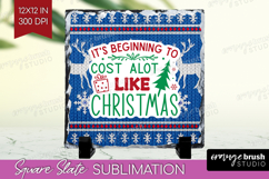 Funny Christmas Quote Slate PNG - Knitted Xmas Square Slate Product Image 1