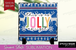 Funny Christmas Quote Slate PNG - Knitted Xmas Square Slate Product Image 1