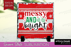Funny Christmas Quote Slate PNG - Knitted Xmas Square Slate Product Image 1