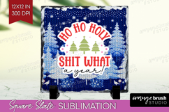 Funny Christmas Quote Slate PNG - Knitted Xmas Square Slate Product Image 1