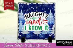 Funny Christmas Quote Slate PNG - Knitted Xmas Square Slate Product Image 1