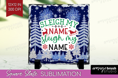 Funny Christmas Quote Slate PNG - Knitted Xmas Square Slate Product Image 1