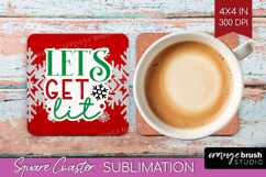 Funny Christmas Quote Square Coaster - Knitted Xmas Coaster Product Image 1