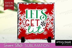 Funny Christmas Quote Slate PNG - Knitted Xmas Square Slate Product Image 1