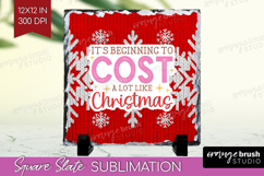 Funny Christmas Quote Slate PNG - Knitted Xmas Square Slate Product Image 1
