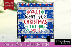 Funny Christmas Quote Slate PNG - Knitted Xmas Square Slate Product Image 1