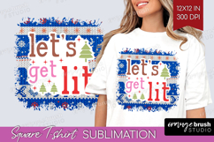 Funny Christmas Quote Square Tshirt Background - Knitted PNG Product Image 1