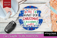 Funny Christmas Quote Car Coaster - Knitted Xmas Coaster PNG Product Image 1