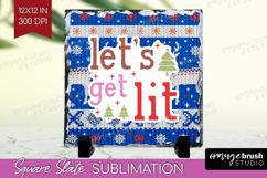 Funny Christmas Quote Slate PNG - Knitted Xmas Square Slate Product Image 1