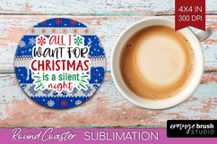 Funny Christmas Quote Round Coaster - Knitted Xmas Coaster Product Image 1