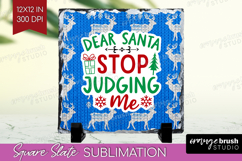 Funny Christmas Quote Slate PNG - Knitted Xmas Square Slate Product Image 1