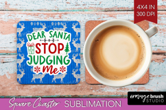Funny Christmas Quote Square Coaster - Knitted Xmas Coaster Product Image 1