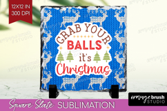 Funny Christmas Quote Slate PNG - Knitted Xmas Square Slate Product Image 1