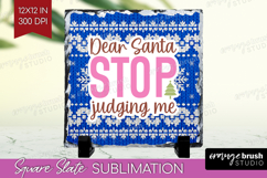 Funny Christmas Quote Slate PNG - Knitted Xmas Square Slate Product Image 1