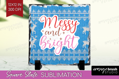 Funny Christmas Quote Slate PNG - Knitted Xmas Square Slate Product Image 1