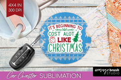 Funny Christmas Quote Car Coaster - Knitted Xmas Coaster PNG Product Image 1