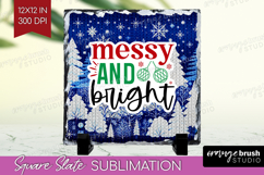 Funny Christmas Quote Slate PNG - Knitted Xmas Square Slate Product Image 1