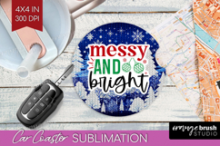 Funny Christmas Quote Car Coaster - Knitted Xmas Coaster PNG Product Image 1