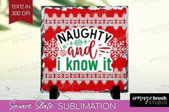 Funny Christmas Quote Slate PNG - Knitted Xmas Square Slate Product Image 1
