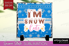 Funny Christmas Quote Slate PNG - Knitted Xmas Square Slate Product Image 1