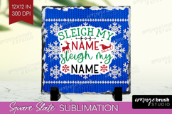 Funny Christmas Quote Slate PNG - Knitted Xmas Square Slate Product Image 1