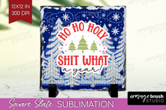 Funny Christmas Quote Slate PNG - Knitted Xmas Square Slate Product Image 1