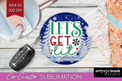 Funny Christmas Quote Car Coaster - Knitted Xmas Coaster PNG Product Image 1