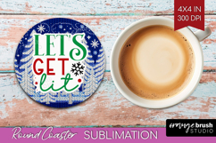 Funny Christmas Quote Round Coaster - Knitted Xmas Coaster Product Image 1