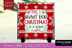 Funny Christmas Quote Slate PNG - Knitted Xmas Square Slate Product Image 1