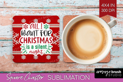 Funny Christmas Quote Square Coaster - Knitted Xmas Coaster Product Image 1