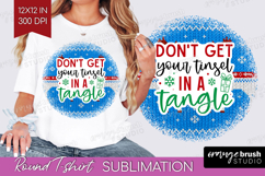 Funny Christmas Quote Round Tshirt Background - Knitted Xmas Product Image 1