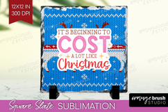 Funny Christmas Quote Slate PNG - Knitted Xmas Square Slate Product Image 1