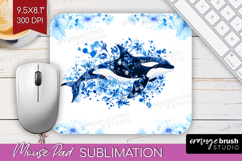 Orca Floral Mouse Pad Sublimation Blue Flowers Mousepad PNG Product Image 1