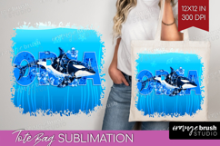 Orca Floral Tote Bag Sea Blue Tote Bag PNG Sublimation Product Image 1