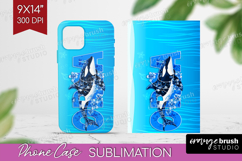 Orca Floral Phone Case PNG Sea Blue Case PNG Sublimation Product Image 1